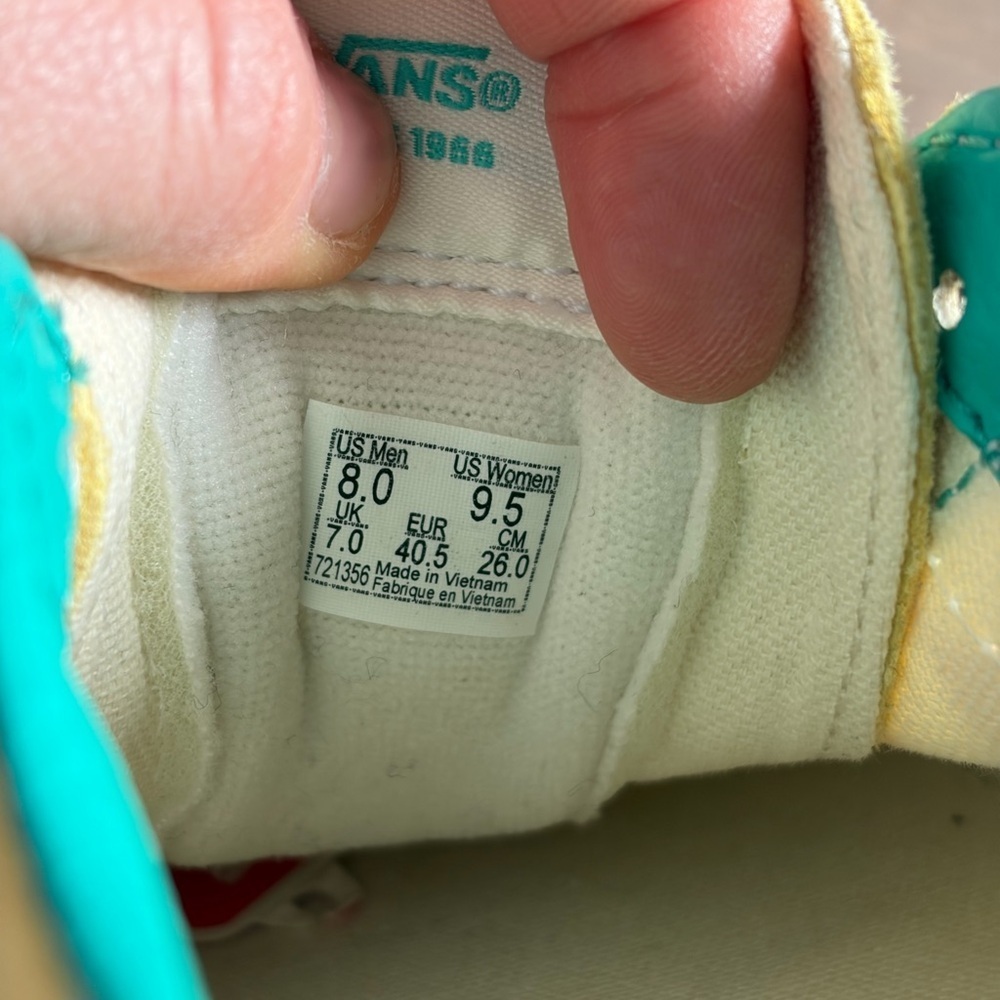 Vans Yellow and Teal Sneakers Womens 9.5 Mens 8 New - Picture 6 of 6